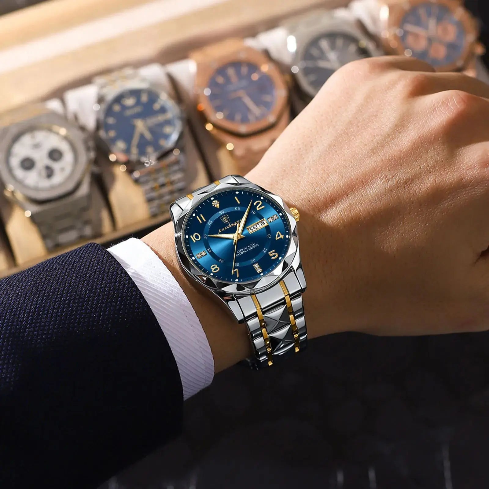 Luxury Men Luminous Wristwatch SILVER Brand Watch
