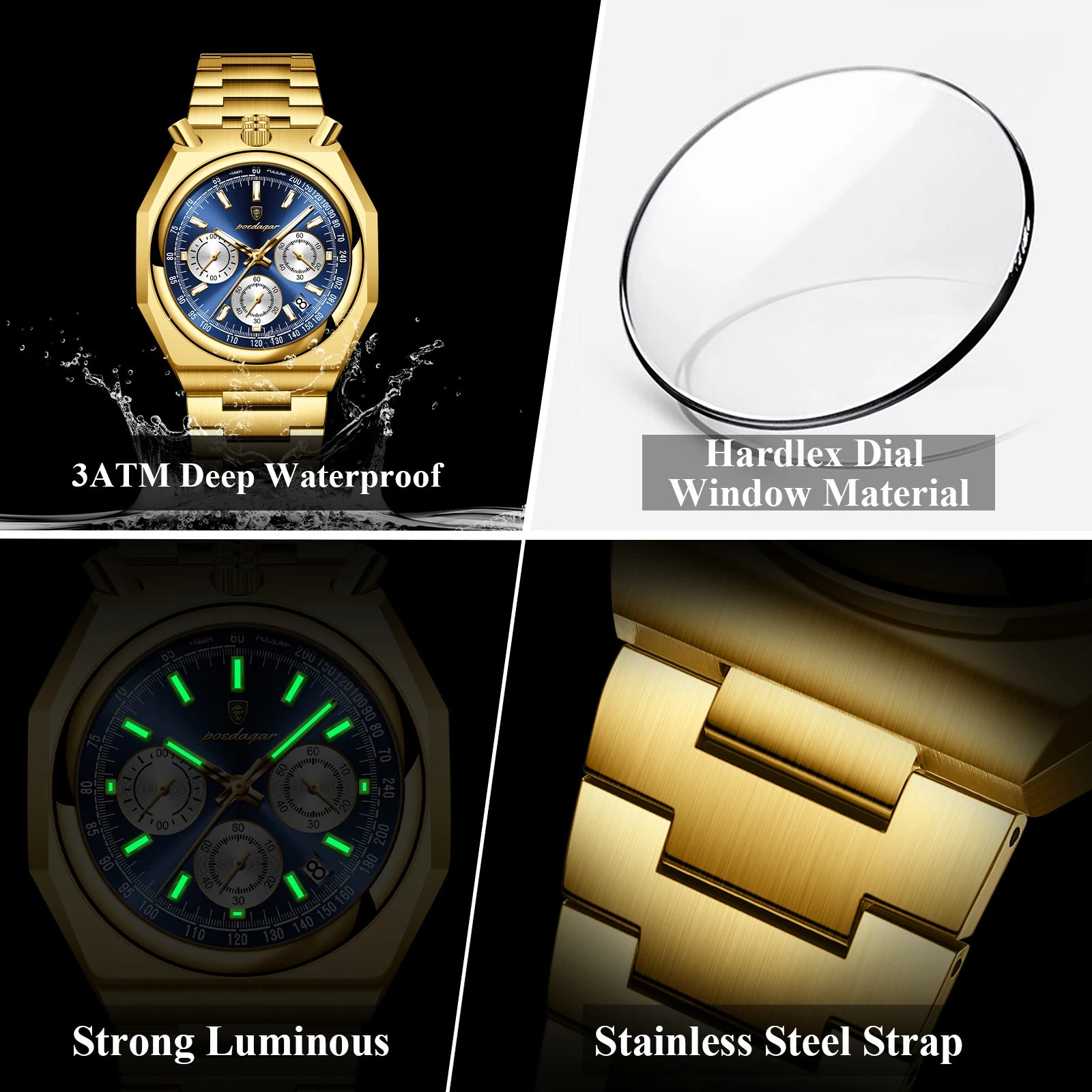 S-3Globe Luxury Chronograph Watch SILVER Brand Watch