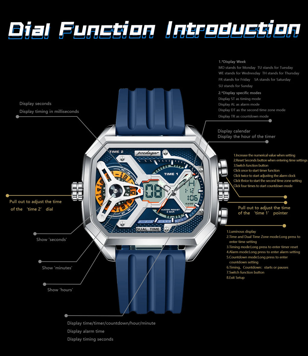 S-OctoTal Top Luxury Men Watch LED SILVER Brand Watch