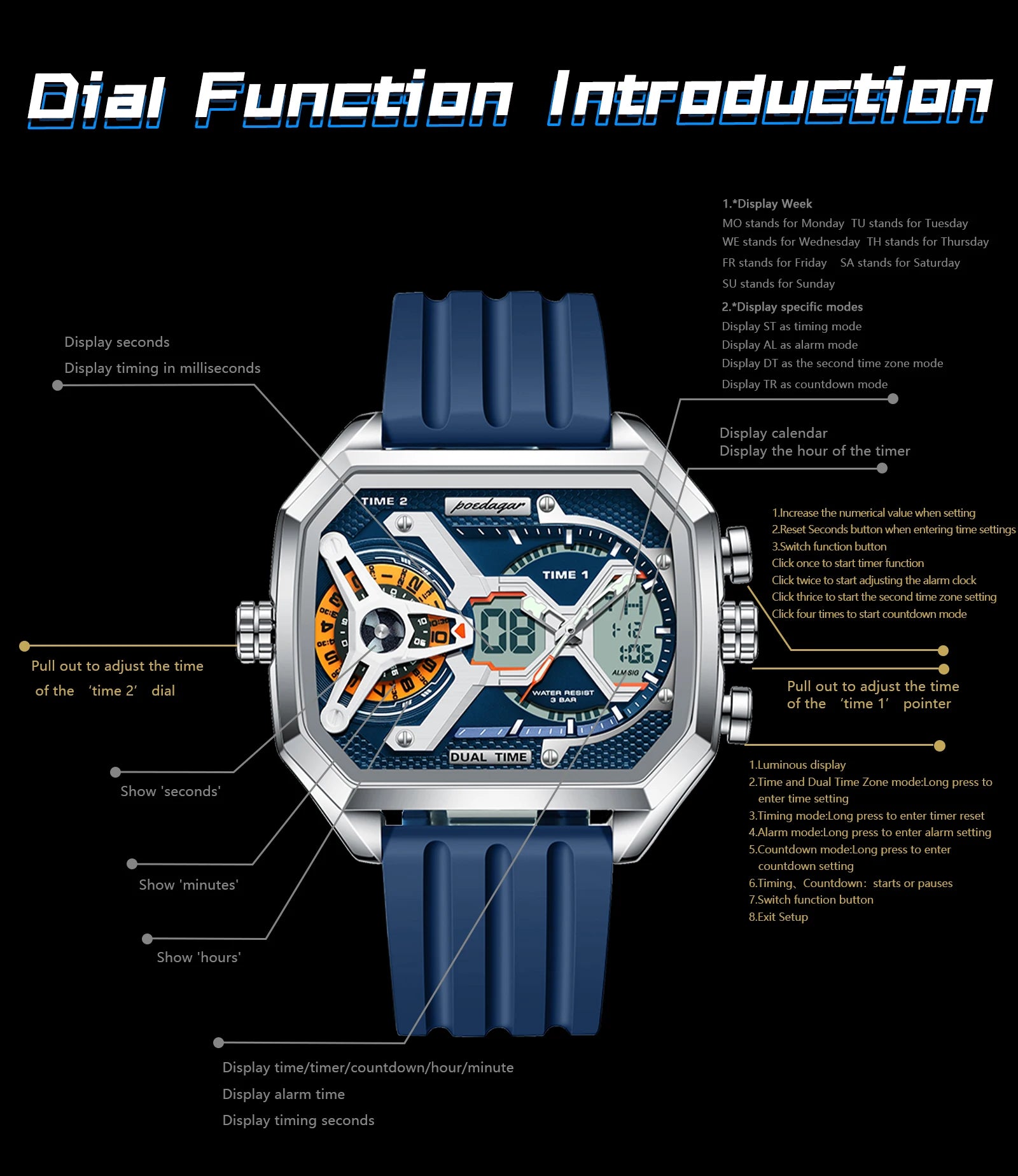 S-OctoTal Top Luxury Men Watch LED SILVER Brand Watch