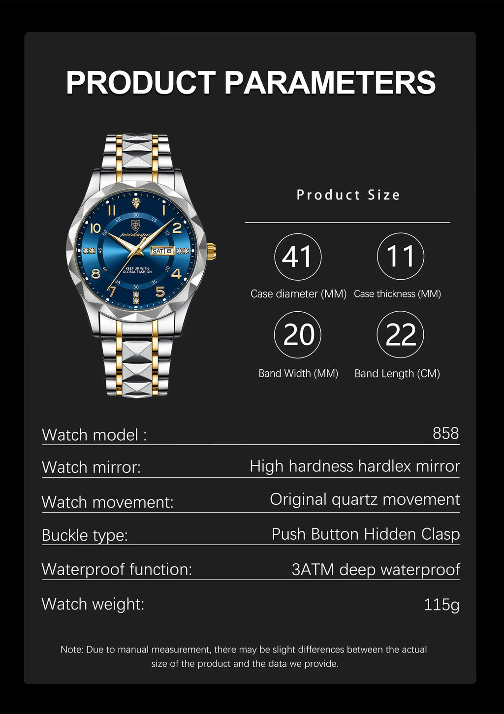 Luxury Men Luminous Wristwatch SILVER Brand Watch