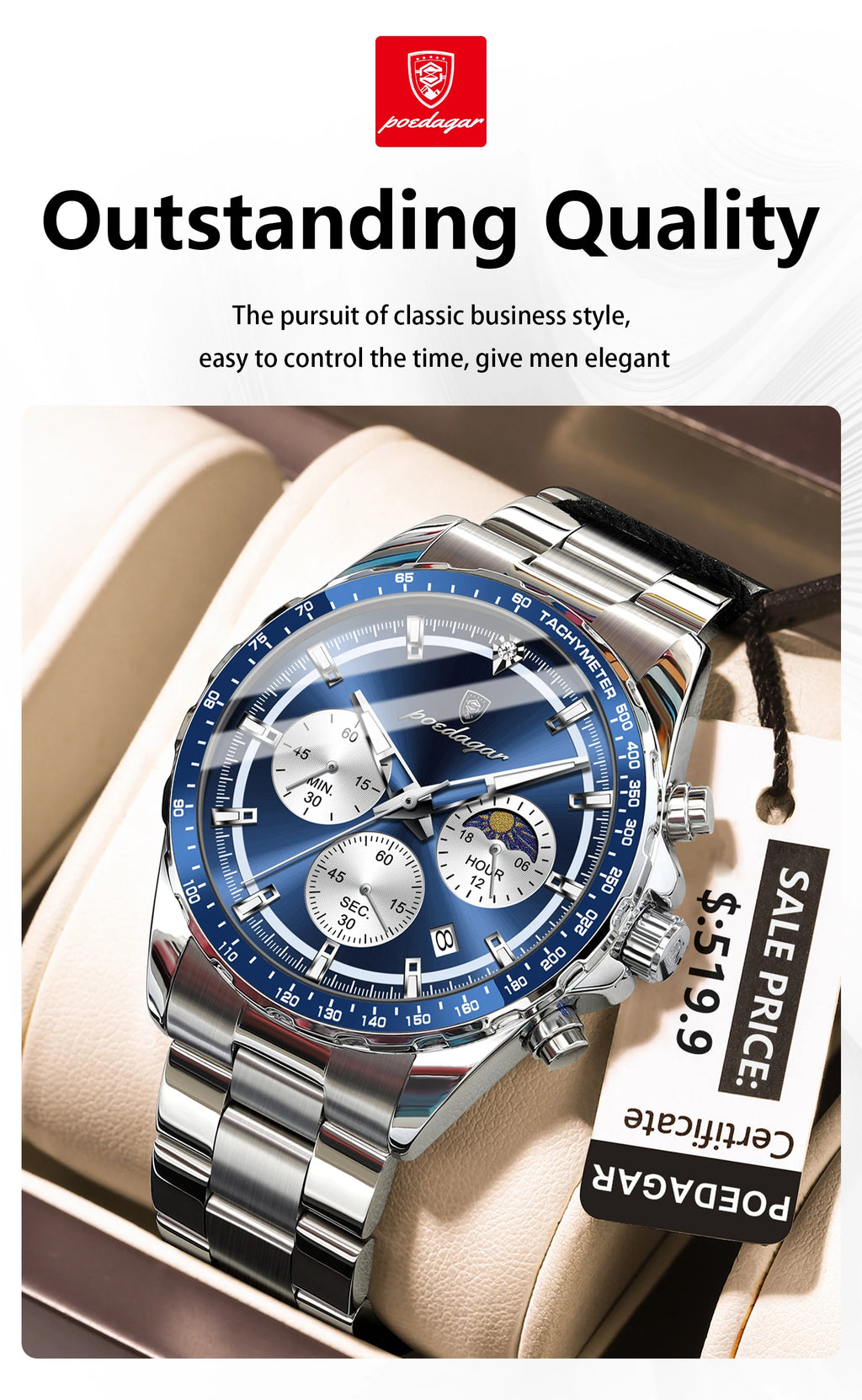 S-Dagar Luxury Sport Watch SILVER Brand Watch