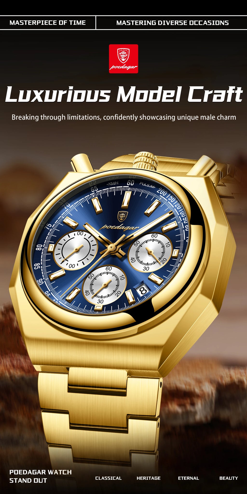 S-3Globe Luxury Chronograph Watch SILVER Brand Watch