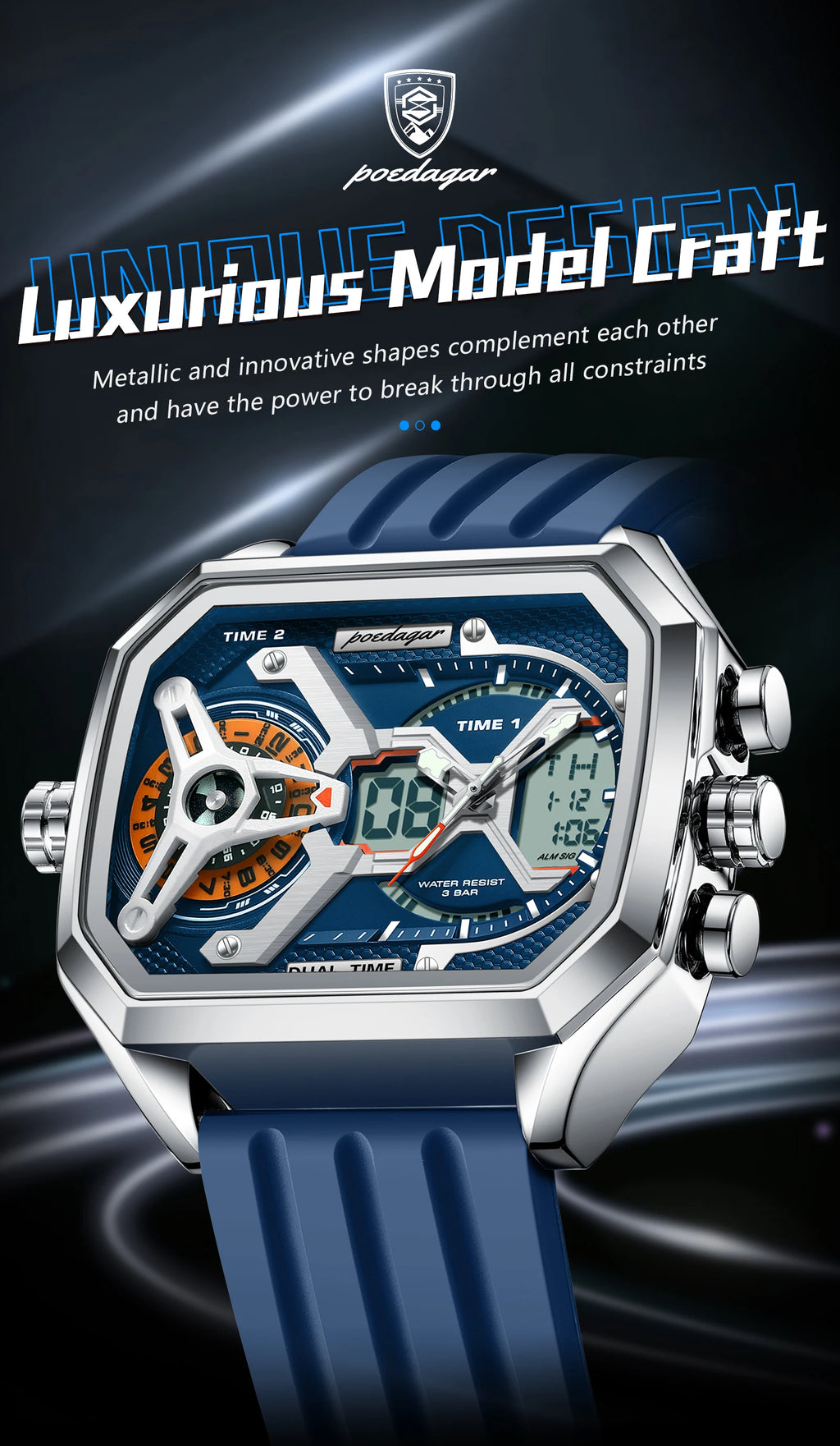 S-OctoTal Top Luxury Men Watch LED SILVER Brand Watch