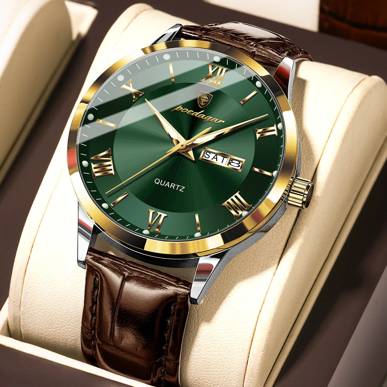 S-Leather Military Leather Luminous Luxury Watch SILVER Brand Watch