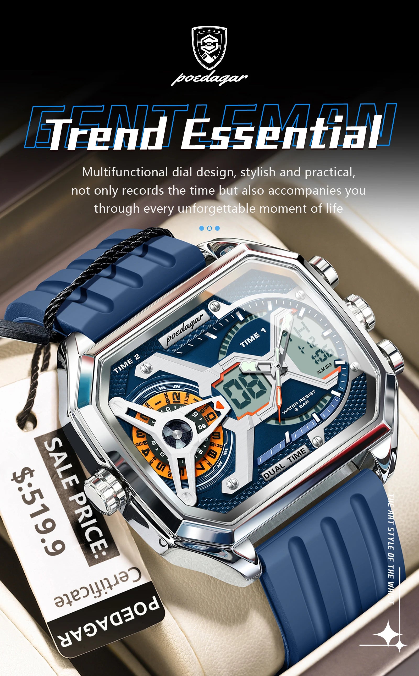 S-OctoTal Top Luxury Men Watch LED SILVER Brand Watch