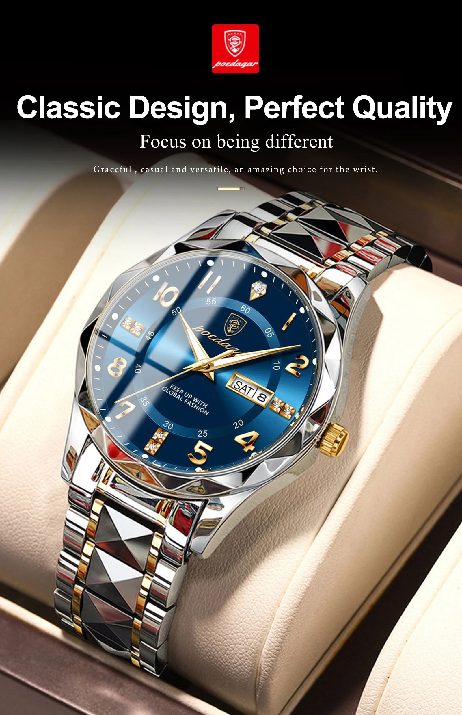 Luxury Men Luminous Wristwatch SILVER Brand Watch