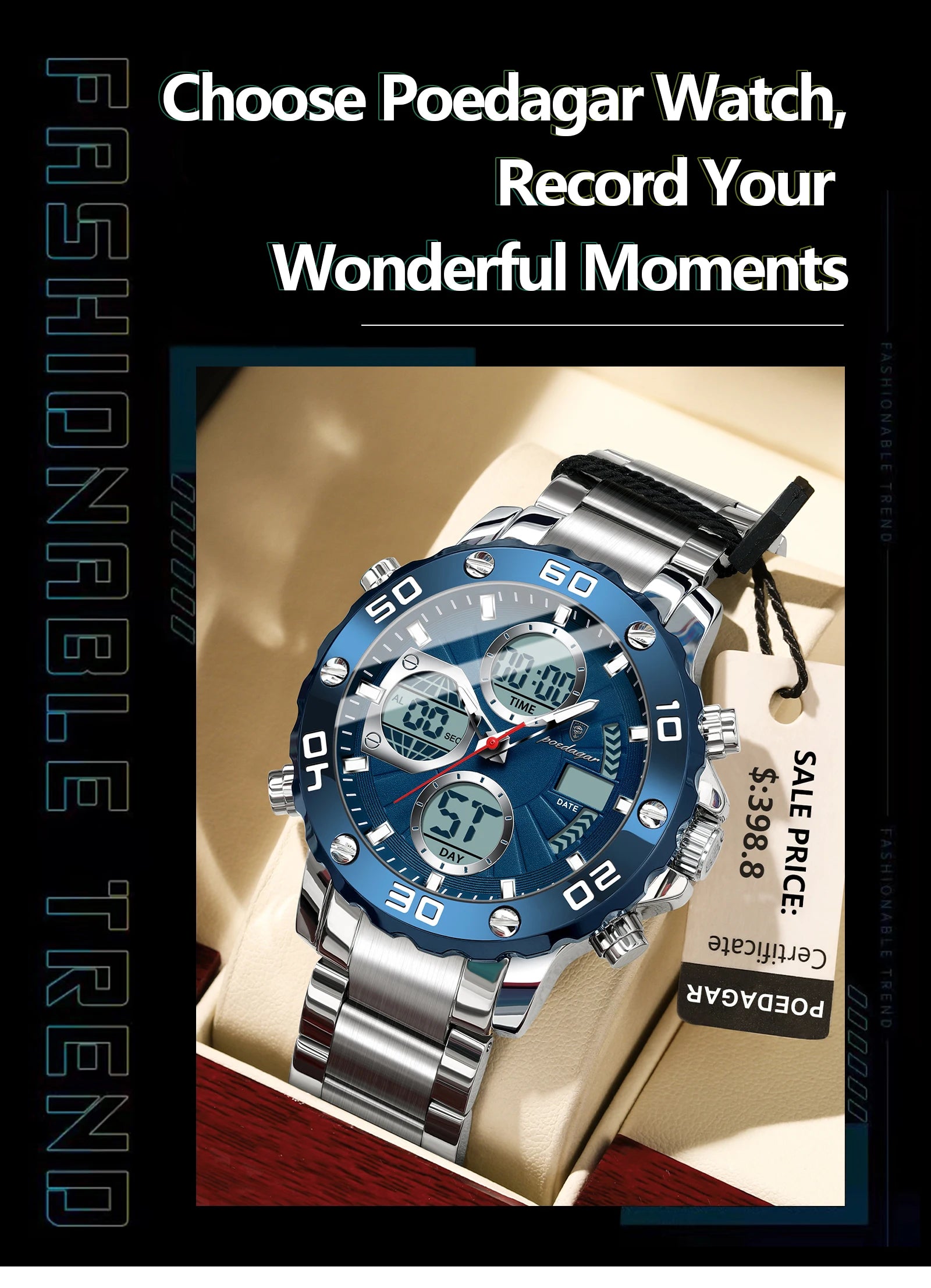 S-Digital Luxury men watch SILVER Brand Watch