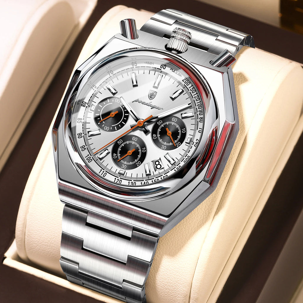 S-3Globe Luxury Chronograph Watch SILVER Brand Watch