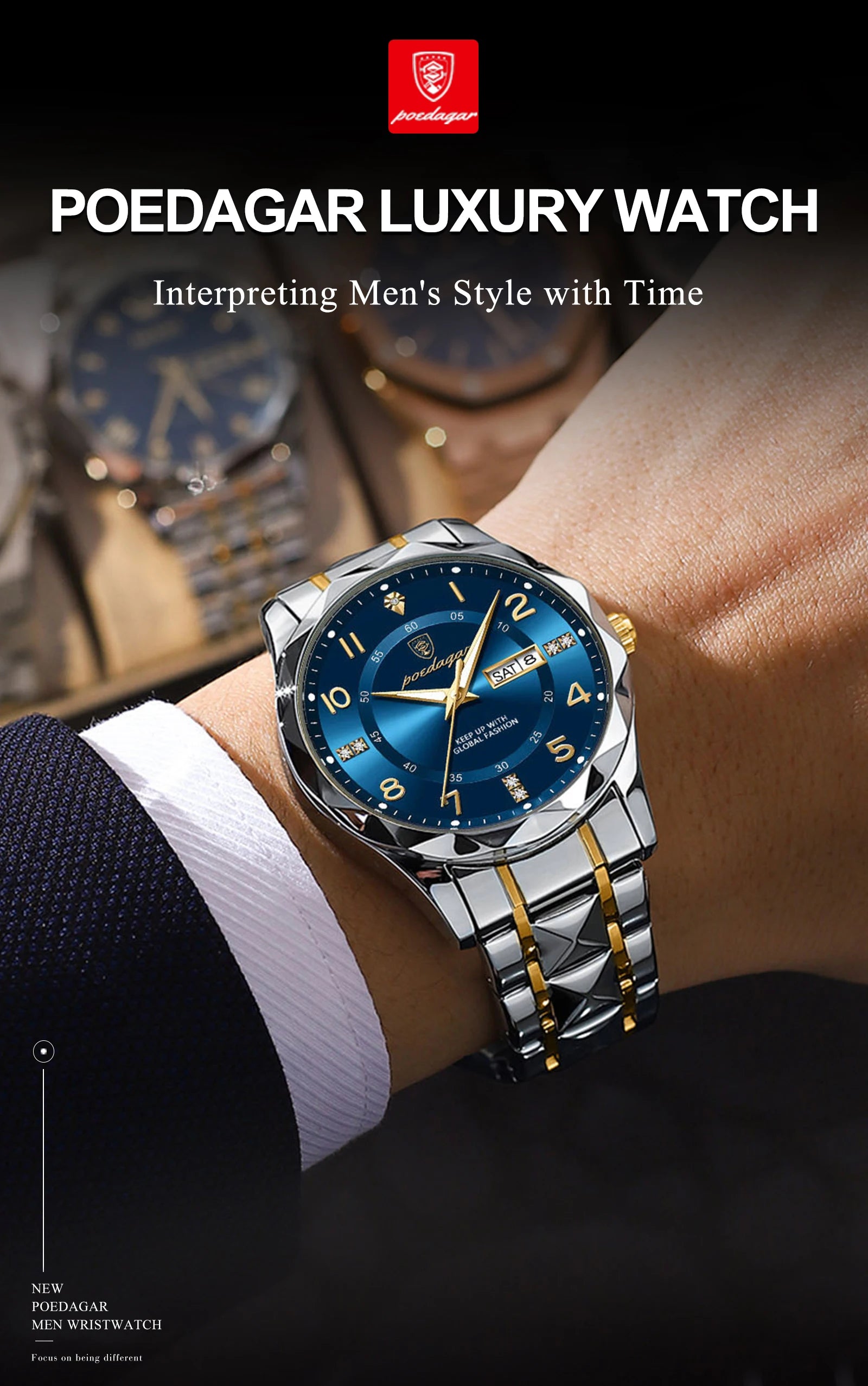 Luxury Men Luminous Wristwatch SILVER Brand Watch