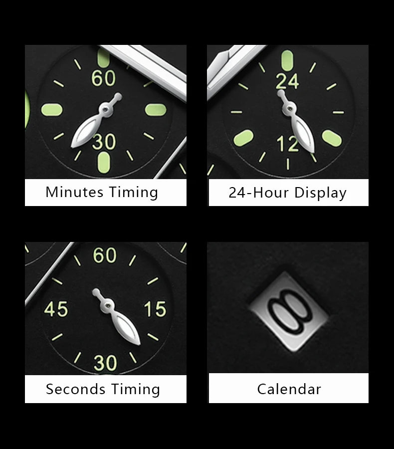 S-Couro Luxury Military Leather Watch SILVER Brand Watch